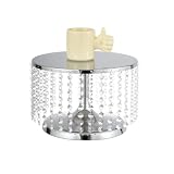 Tall Silver Cake Stand with Beaded Crystal Metal Cake Pedestal, Cake Stand 12 inch Round Wedding Met