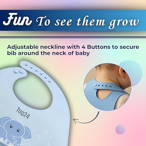 Image of Baby Bib for Feeding and Weaning Babies and Toddlers | Waterproof, Washable, Reusable | Adjustable Neckline with Buttons | Easy to Clean and Non-Messy Design