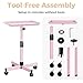VERYTOP Back-Saving Salon Tray on Wheels, Adjustable Height (25-36inch) Rolling Cart for Hair Stylists, Tattoo Artists, Lash Techs—Spa Clinic Home Salon Trolley (36inch-Pink, 12.3×16inch)