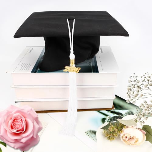 image for QIHOMPIB 2026 White Gradution Tassel with Golden Charm for Graduation 