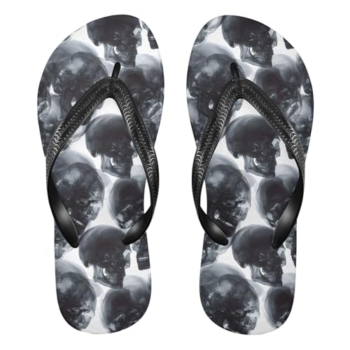 Flip Flop Sandals Surreal Skull Print for Women Men Beach Outdoor XS