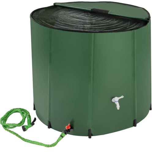 tectake® Deposito Agua Lluvia Plegable, Bidón con Grifo, Bolsa Agua Resistente Intemperie, Accesorios Camping, Garrafa Agua, Supervivencia, Fácil Montaje, Recolección Agua Lluvia - 750 litros
