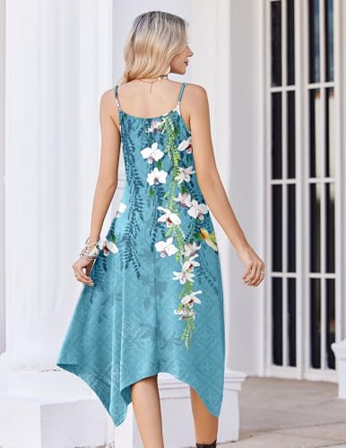 Image of Zeagoo Women Summer Midi Dresses 2026 Hawaiian Bohemian Beach Cover Up Sundress Spaghetti Strap Casual Dress with Pockets