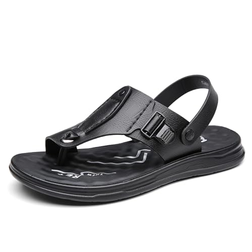 Men's Stylish Flip Flops Leather Slides Open Toe Outdoor Slippers Summer Slip On Fisherman Sandals for Men
