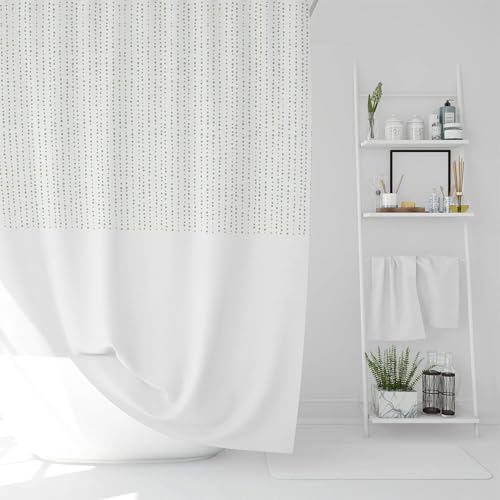 Rideau de douche à rayures vertes et blanches en polyester 182cm - 3