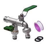 wasserhahn messing 3 4 zoll ♥ Lieferumfang: Doppel Auslaufhahn 1/2 Zoll,4 Dichtungen,1 Rollendichtband (zur Vermeidung von Undichtigkeiten an der Stelle,an der der Wasserhahn mit dem Wandauslass verbunden ist),2 Wasserrohrverbinder (mit Wasserdiffusor)