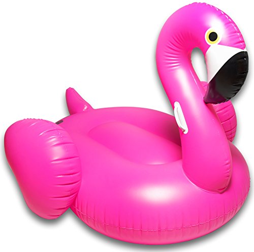 Captain Floaty Giant Inflatable Flamingo Pool Float, Swim Raft Floatie Lounger - Over 6' Huge