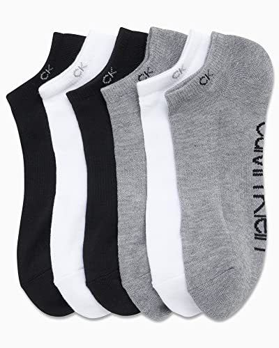 Image of Calvin Klein Mens No Show Socks - 6 Pack Soft Cotton Blend Cushioned Athletic Low Cut Socks for Men for Sports and Running