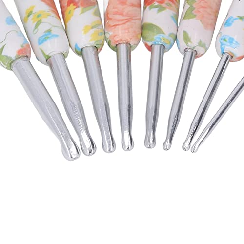 Aguja de ganchillo ergonómica Eujgoov con diseño de pequeña flor amarilla en set de 8 unidades 7