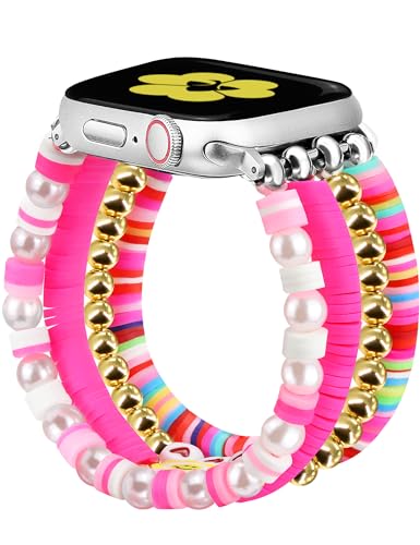Bracelet perles Apple Watch 38mm 40mm 41mm 44mm 45mm extensible fait main