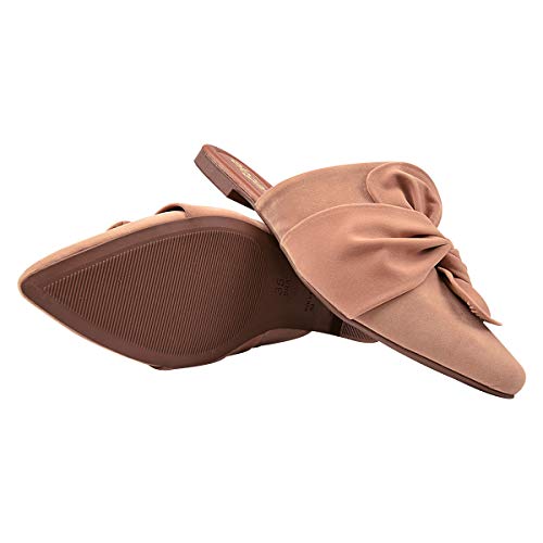 Mule Feminino Rasteirinha Nobuck Nude Eleganteria Tamanho:37;Cor:Natural Nude