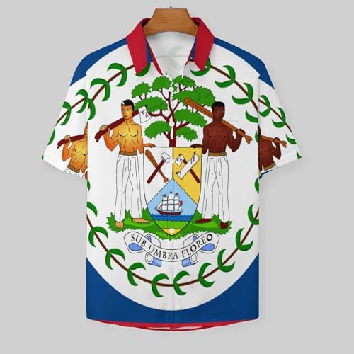 Chemise imprimé drapeau Belize avec fermeture boutonnée solide