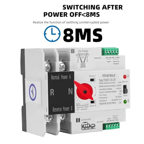 Interruptor transferencia automatica ATS de doble potencia 3P 100A carril DIN conmutador generador 2