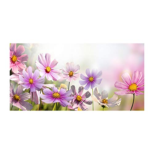 Dosseret en verre trempé 100x50 lavable et résistant aux projections de cuisson fleurs