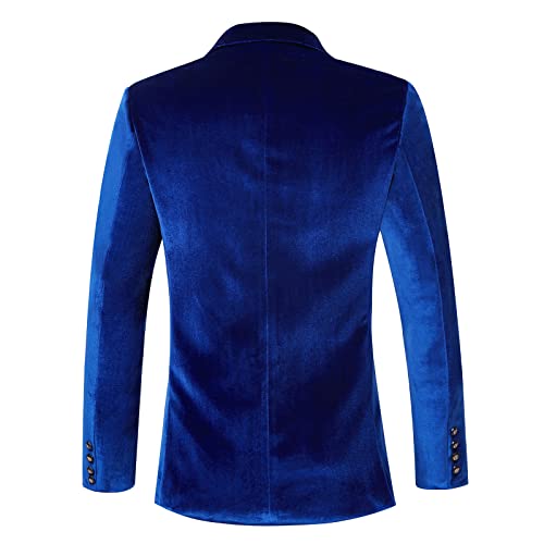 Wzikai Mens Velvet Blazer One Button Slim Fit Solid Fashion Suit Jacket Sport Coat For Wedding Prom Dinner Party Blue Xl #TOP1
