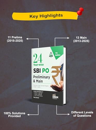 Image of Disha 24 Year-wise SBI PO Preliminary & Main Exams Previous Year Solved Papers (2025 - 2013) 7th Edition | Probationary Officers (POs) and Local Based Officers (LBOs) | Fully Solved
