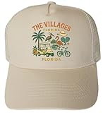 R and R Imports The Villages Florida Keepsakes Cream Unisex Mesh Back Trucker Hat with Adjustable Snapback