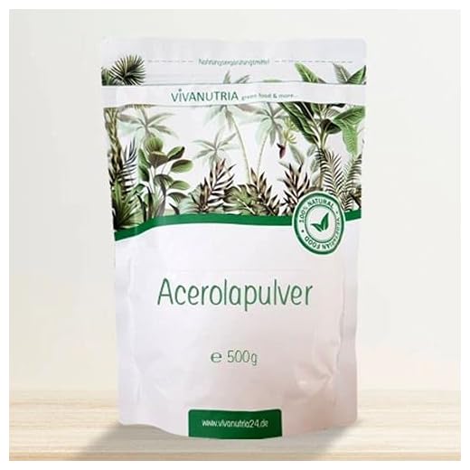 VivaNutria Acerola Pulver 500 g I naturligt C-vitamin pulver som acerola-fruktpulver för smoothies eller som musli-topping I Acerola körsbär av kontrollerad odling och laborgetestad I vegan