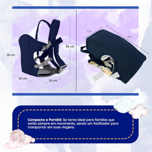 Canguru Bebê Passeio Conforto Ergonômico 3 Posições (AZUL MARINHO)