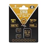2-Pack 128GB Micro SD SDXC Card Plus Adapter Pack - Amplim 2X 128 GB MicroSD Card V30 A1 U3 C10 Extreme Speed 100MB/s UHS-I TF XC MicroSDXC Memory Card for Cell Phone, Nintendo, Galaxy, Fire, Gopro