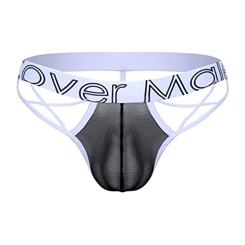 Cover Male Mens Designer Glare Thong See Through Sexy Bikini Breathable Brief Underwear Black Cover