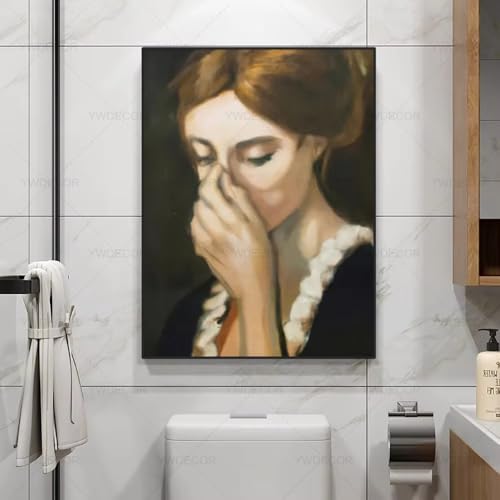 Tableau humoristique salle de bain rétro 40x50 toile classique vintage