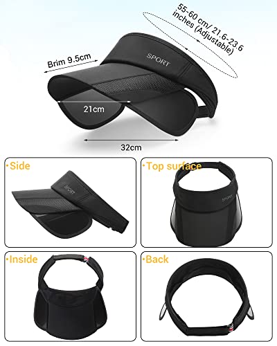 6 Pieces Summer Sun Visor Hat Adjustable Golf Cap Womens Golf Hat Sport Visors For Women Women's Visors Sun Protection Hat With Retractable Brim For Women Men Beach Sport Running Tennis Applications #TOP3