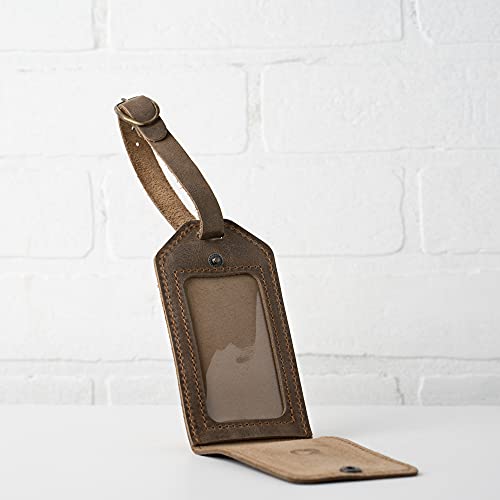 Pegai Personalized 100% Soft Touch Rustic Leather Luggage Id Tag, Secure With Snap Closure And Easy Attachment To Suitcase, Backpack, Handbag, Handmade Travel Accessories (Sand) #TOP2