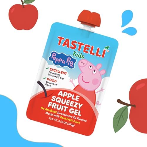 Tastelli Peppa Pig Kids Squeezy Fruit Gel – Apple Flavor – No Artificial Sweeteners or Flavors, Made with Real Fruit Juice, Fiber-Rich Prebiotic Gut Support, Vitamins C & D, Vegan, Gluten-Free - 24 Count — view 3
