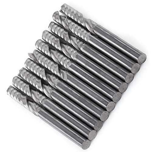 10 Stück Einzelflöten-Schaftfräser, CNC-Werkzeug-Bits, 3,175 Mm Durchmesser, 22 Mm Länge für Fräsmaschinen