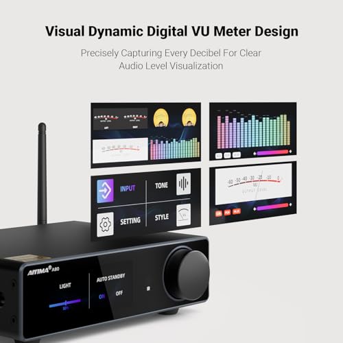 Image of AIYIMA A80 Bluetooth Stereo DAC Amplifier TPA3255,PFFB & Digital VU Meter