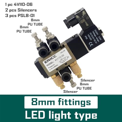 Électrovanne 4V110-06 DC24V avec raccords pneumatiques 8mm pour circuit 5/2 - 3