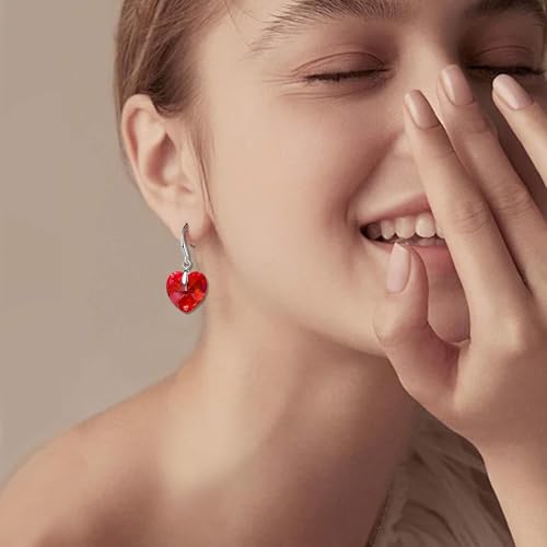 Austrian Crystal Heart Dangle Hook Earrings for Women Drop Earrings 14K Gold Plated Hypoallergenic Jewelry4