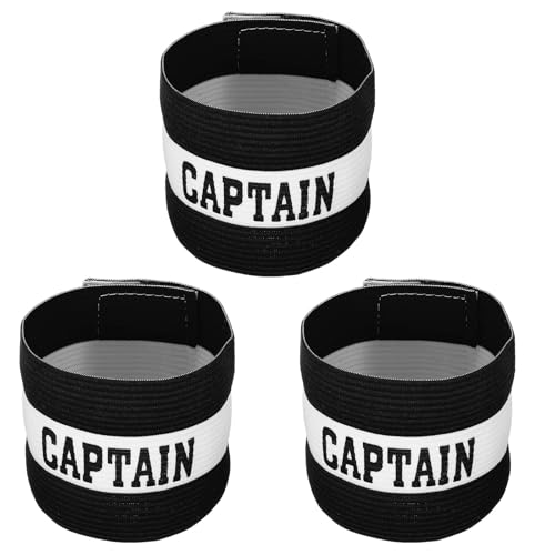 3 Stück Kapitänsbinde Captains Armband Spielführerbinde für Fußball und Rugby Elastische Kapitänsband Verstellbare Armbinde Schwarz