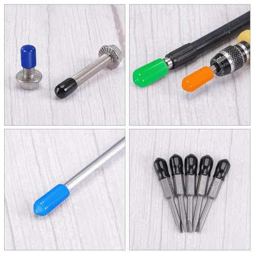 Image of MECCANIXITY 200pcs 3mm(1 /8 inch) Rubber End Caps Cover PVC Vinyl Screw Thread Protector Round Wire Shelf Caps for Screw Bolt Pipe Fence Post, Orange