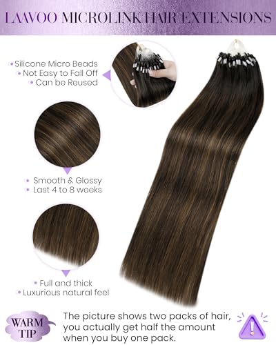 Micro Link Extension Cheveux Vrai Ombre Balayage Marron #2/8/2 - 2