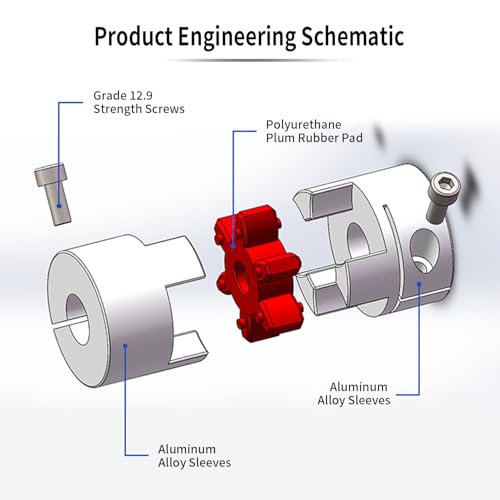 10mm bis 19mm Flexible Wellenkupplung, Durchmesser 40mm Länge 50mm Aluminium Motorverbinder Flexible