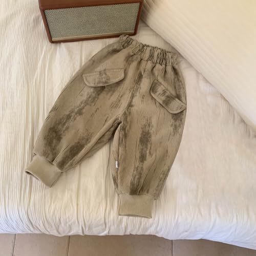 Toddler Boys Girls Corduroy Pants Relaxed Sweatpants Elastic Waist Casual Long Trousers with Pockets 1-12Years2