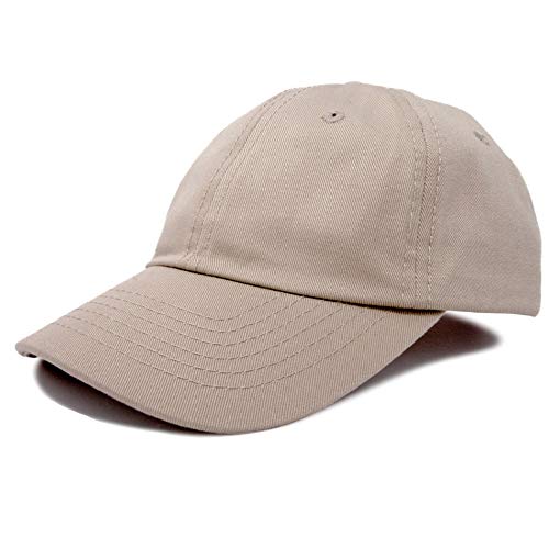 DALIX Unisex Youth Childrens Cotton Cap Adjustable Plain Hat - Unstructured (Khaki)