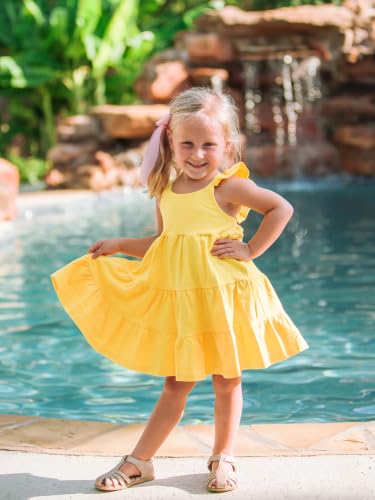 Image of Vieille Toddler Girls Summer Dress Ruffle Casual Beach Sundress 2-8 Years