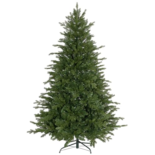 HOMCOM Albero di Natale 180 cm Artificiale con 1821 Rami Ignifughi, Albero di Natale Realistico Pieghevole Design a Cerniera con Base in Metallo per Casa e Ufficio, Verde