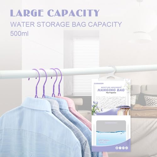 Image of CANAGER Hanging Moisture Absorber, Flax Moistureproof Desiccant Hanging Bag,Hanging Closet Dehumidifier Bags(8 packs), Moisture Absorb 12.5 oz