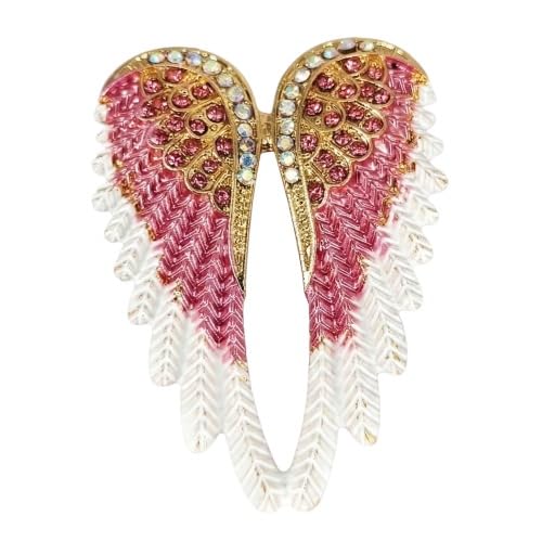 Angel Wings Crystal Brooch – Pink & Gold Rhinestone Statement Pin with Pearl Accents-image-23