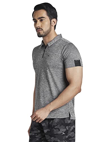 Image of Parx Men's Pure Polyester Solid Pattern Regular Fit Polo Neck Half Sleeve Casual T-Shirt