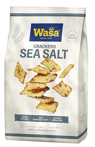Wasa Tasty Snacks Crackers Sea Salt 5x180g | Knusprige Knäcke-Cracker mit Meersalz, leckerer Snack