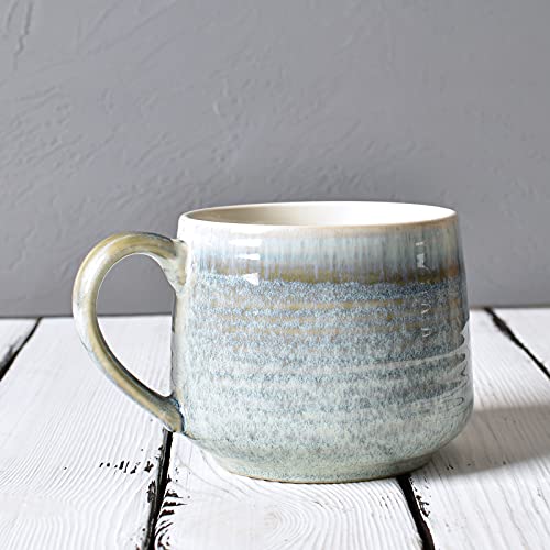 Bosmarlin Large Ceramic Wide Coffee Latte Mug Set Of 2, 18 Oz, Big Stoneware Tea Cup For Office And Home, Dishwasher And Microwave Safe (Willow Green, 2) #TOP5