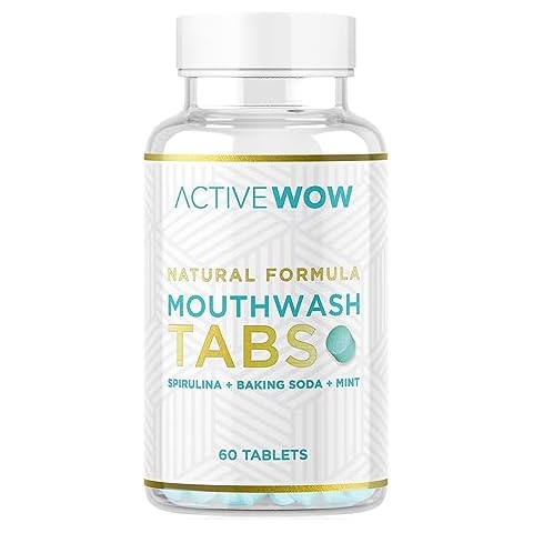Active Wow Mouthwash Tablets - Chewable Mouth Wash, Breath Freshening Tablets, Fluoride-Free, Alcohol-Free, Vegan, Sugar-Free, Mint Flavor - 1 Pack, 60 Tablets Cover
