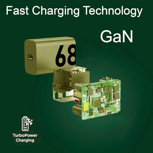 Image of 68W TurboPower USB-C Wall Charger + 3.3ft 6.5 Amp Type C Cable for Motorola Edge 60 Ultra, 60 Pro, 60 Fusion, 50 Ultra, 50 Pro, 50 Fusion, Moto G85, G73, Razr 50, Tablet- Quick Charge, Black