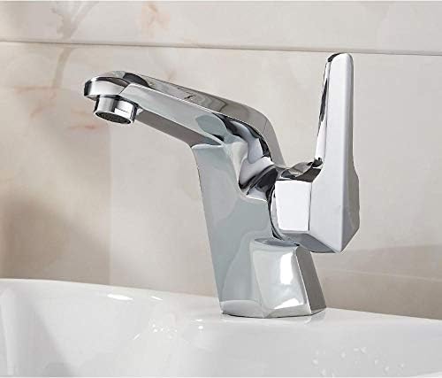 Robinet de lavabo de salle de bain en laiton massif chromé mitigeur monotrou à poser