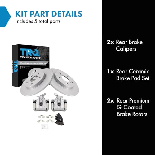 Image of TRQ Brake Pad & Rotor Kit Ceramic Premium G-Coated Compatible with 2009-2010 Pontiac Vibe 2009-2013 Toyota Matrix
